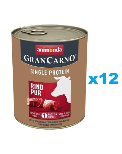 ANIMONDA Gran Carno Single Protein Adult Beef pur 12x800 g wołowina dla dorosłych psów