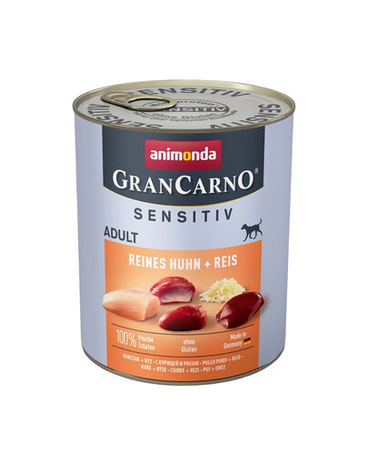 GranCarno Sensitiv Pure Chicken&Rice 800 g kurczak z ryżem dla dorosłych wrażliwych psów