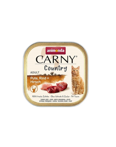 Carny Country Adult Turkey&Beef&Deer 100 g indyk, wołowina i jeleń dla dorosłych kotów