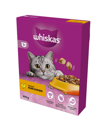 WHISKAS Adult 6x300 g sucha karma pełnoporcjowa z pysznym kurczakiem dla dorosłych kotów