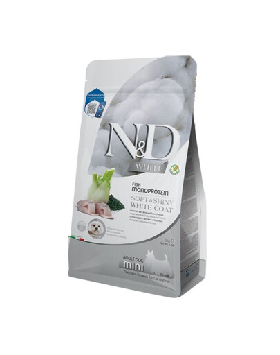 FARMINA N&D White Dog Adult Mini Sea Bass, Spirulina & Fennel 2 kg