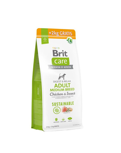 Care Sustainable Adult Medium Breed z kurczakiem i insektami 12+2 kg GRATIS