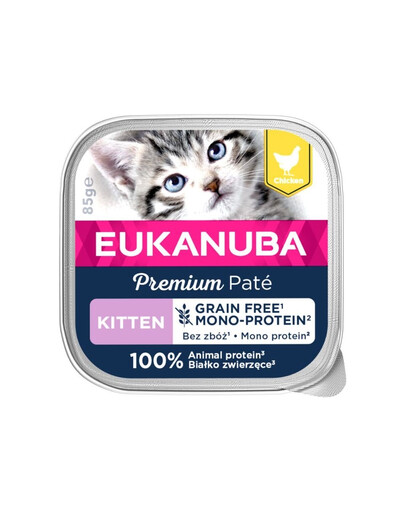 EUKANUBA Grain Free Kitten pasztet dla kociąt Kurczak 85 g