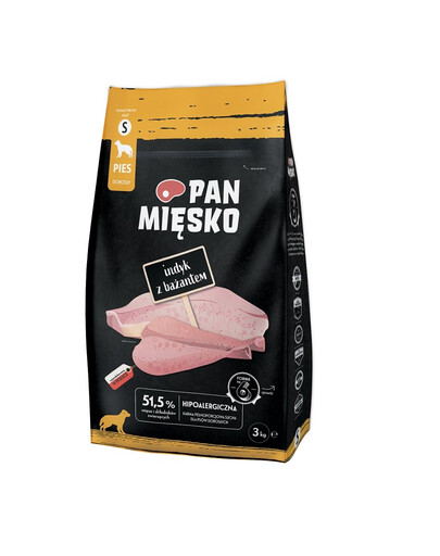 PAN MIĘSKO sucha karmadla psa  Indyk z bażantem S 3 kg