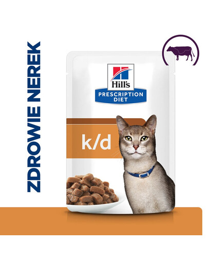 Prescription Diet Feline k/d z wołowiną 12x85 g w saszetkach