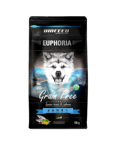 EUPHORIA Gluten Free Pstrąg & Łosoś monobiałkowa dla młodych psów średnich i dużych ras 10 kg