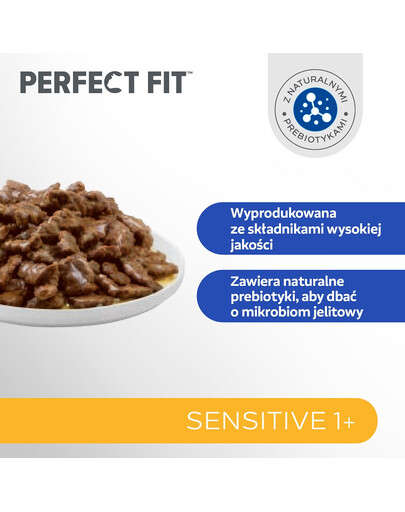 PERFECT FIT Sensitive 1+ saszetki 12x85 g z kurczakiem w sosie dla dorosłych kotów