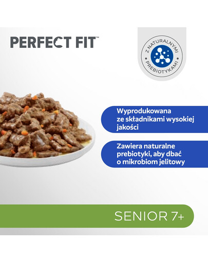 PERFECT FIT Senior 7+ saszetka 12x85 g z indykiem i marchewką w sosie dla starszych kotów