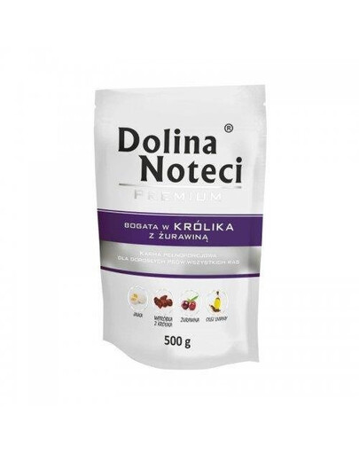 Dolina Noteci Premium Bogata w Królika z Żurawiną saszetka karma mokra dla psa 500g