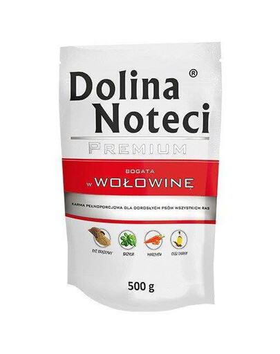 Dolina Noteci Premium Bogata w Wołowinę 500 g - mokra karma dla psów bogata w wołowinę 500g