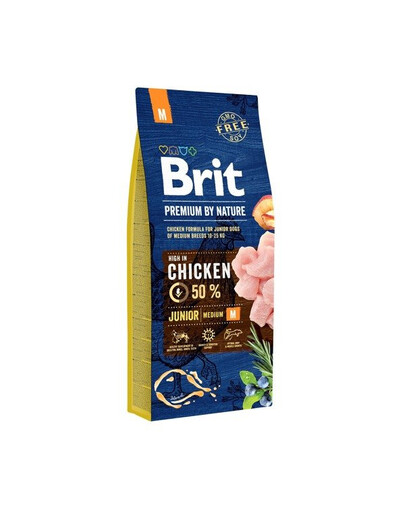 Brit Premium By Nature Junior Medium Chicken 15 kg - sucha karma dla młodych psów rasy średniej z kurczakiem 15kg