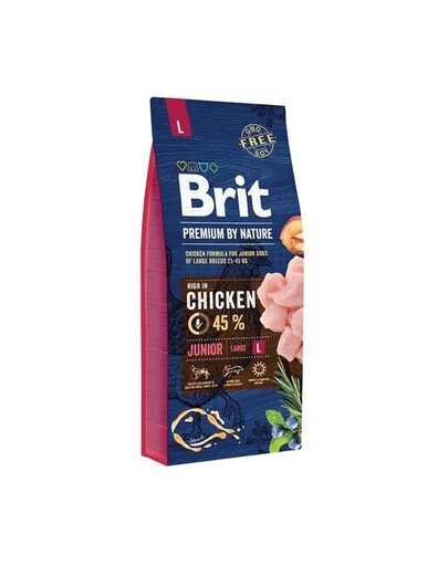 Brit Premium By Nature Junior Large Chicken 15 kg - sucha karma dla młodych psów rasy dużej z kurczakiem 15kg