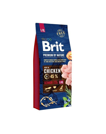 Brit Premium By Nature Senior Large/Extra Large Chicken 15 kg - sucha karma dla starszych psów rasy dużej i olbrzymiej z kurczakiem,15kg