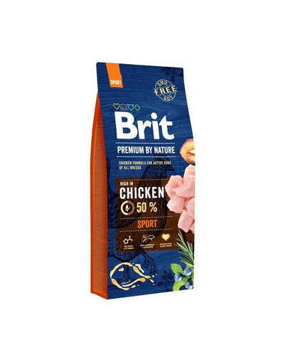 Brit Premium By Nature Sport Chicken 15 kg - sucha karma dla psów aktywnych z kurczakiem 15kg