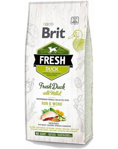 BRIT Fresh duck with millet active run & work 12 kg - sucha karma dla aktywnych psów dorosłych, 12 kg