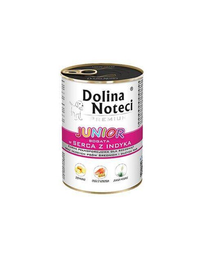 Dolina Noteci PREMIUM Junior bogata w serca z indyka 400 g