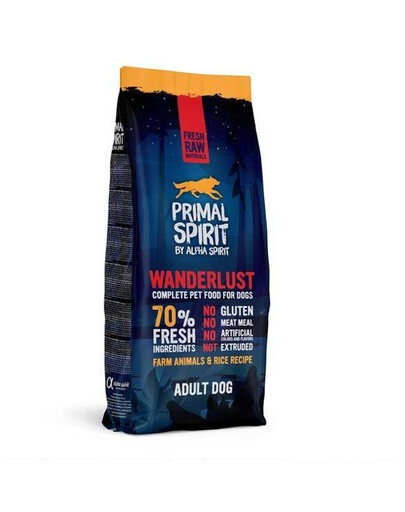 Primal 70%l Wanderlust Dog Food 12 kg -  półwilgotna karma dla psów dorosłych