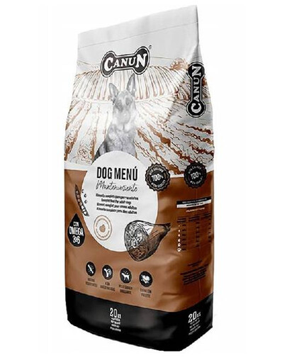 CANUN Dog Menu z wołowiną, 20 kg - sucha karma dla spokojnych psów dorosłych, 20kg