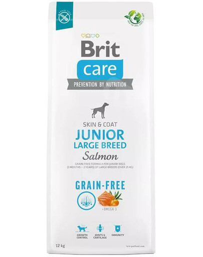 Brit care dog grain-free junior large breed salmon, 12kg - sucha karma dla szczeniąt, ras dużych, 12kg