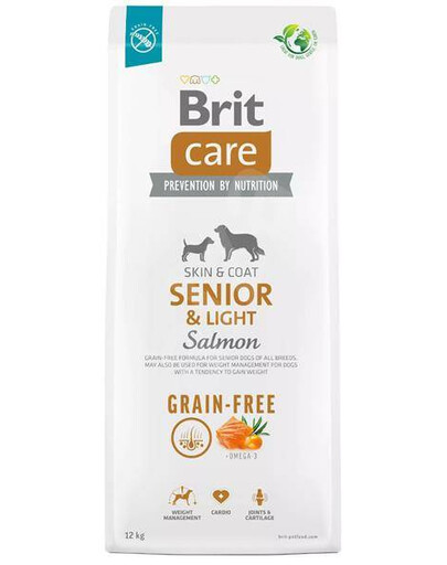 Brit care dog grain-free senior&light salmon 12kg - sucha karma dla psów starszych i z nadwagą, 12kg