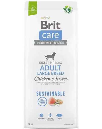 Brit care dog sustainable adult large breed chicken insect, 12kg - sucha karma dla psów, ras dużych i olbrzymich, 12 kg