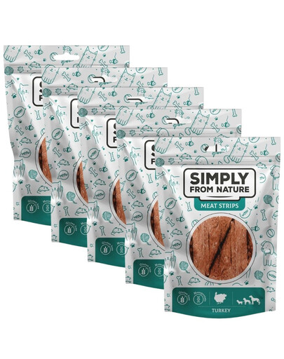 SIMPLY FROM NATURE Meat Strips Mięsne paski z indyka dla psów 5x80 g