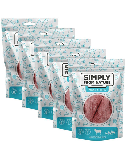 SIMPLY FROM NATURE Meat Strips Mięsne paski z baraniną i ryżem dla psów 5x80 g