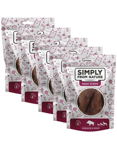 SIMPLY FROM NATURE Meat Strips Mięsne paski z dziczyzną i konopiami dla psów 5x80 g