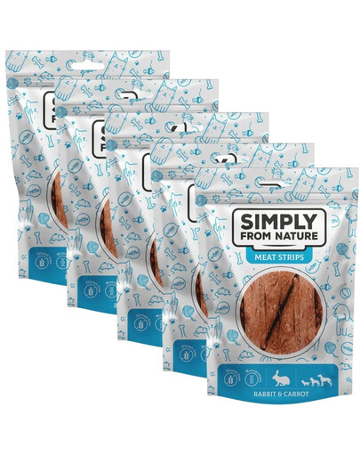 SIMPLY FROM NATURE Meat Strips Mięsne paski z królikiem i marchewką dla psów 5x80 g