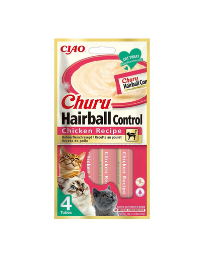 Churu Hairball Chicken 4x14 g przysmak odkłaczający z kurczakiem