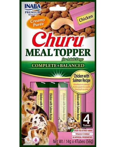 Dog Meal Topper Chicken Salmon 4x14 g kremowy dodatek z kurczakiem i łososiem do karmy dla psów