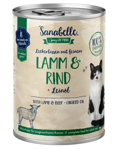 SANABELLE Lamb, Beef & Liniseed Oil 400 g - Mokra karma dla kotów z jagnięciną, wołowiną i olejem lnianym 400 g