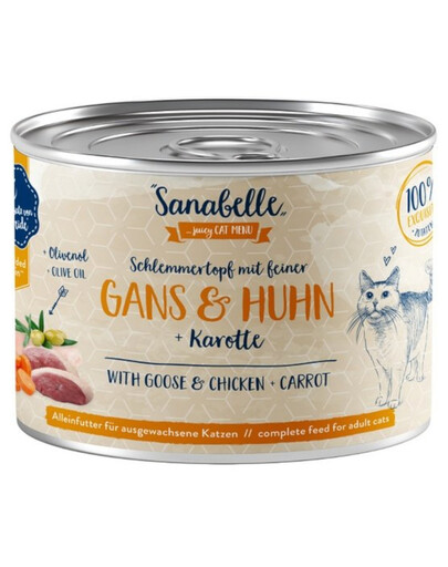 SANABELLE Goose, Chicken & Carrot 180 g - Mokra karma dla kotów, Gęś, kurczak i marchewka 180 g