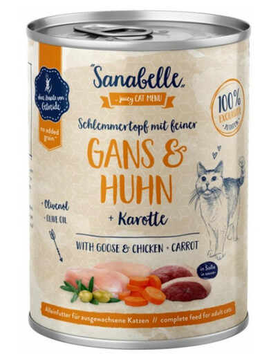 SANABELLE Goose, Chicken & Carrot 380 g - Mokra karma dla kotów, Gęś, kurczak i marchewka 380 g