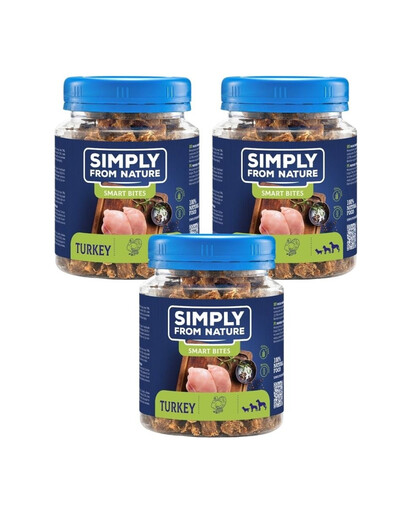 SIMPLY FROM NATURE Smart Bites Trenerki z indyka dla psów 3x130 g