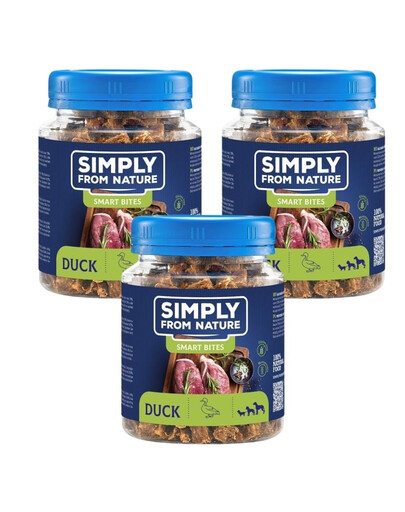 SIMPLY FROM NATURE Smart Bites Trenerki z kaczki dla psów 3x130 g