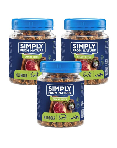 SIMPLY FROM NATURE Smart Bites Trenerki z dzika dla psów 3x130 g