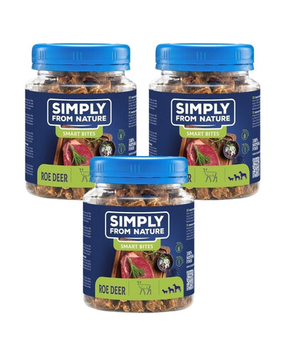 SIMPLY FROM NATURE Smart Bites Trenerki z sarny dla psów 3x130 g