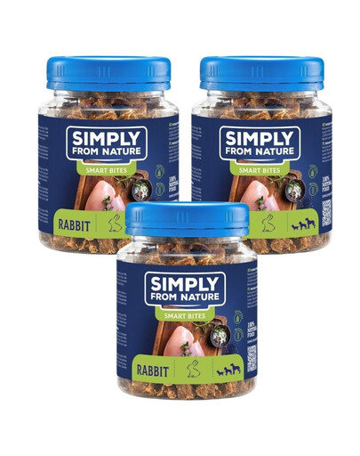 SIMPLY FROM NATURE Smart Bites Trenerki z królika dla psów 3x130 g