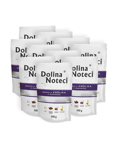 DOLINA NOTECI Premium  zestaw Bogaty w Królika Z Żurawiną 10 x 500 g