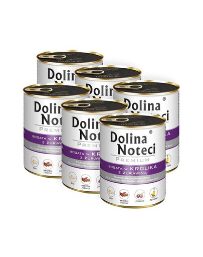 DOLINA NOTECI Premium zestaw Bogaty w Królika Z Żurawiną 6x800g