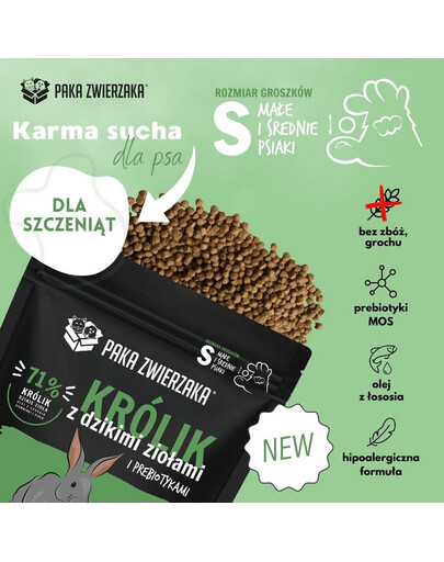 PAKA ZWIERZAKA Seventh Heaven Karma sucha Królik z dzikimi ziołami dla szczeniąt 1,5 kg