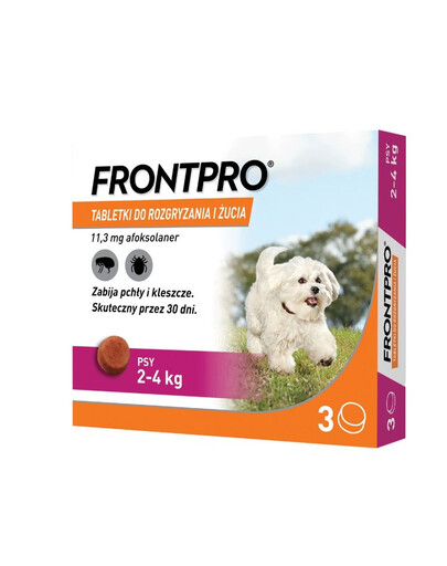 FRONTPRO DOG S tabletki na pchły i kleszcze dla psów 2-4 kg - 3szt