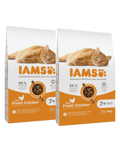 IAMS for Vitality sucha karma dla starszych kotów ze świeżym kurczakiem 20 kg (2 x 10 kg)