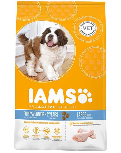 IAMS ProActive Health Puppy & Junior Large Breed Chicken 12 kg sucha karma dla  szczeniąt ras dużych