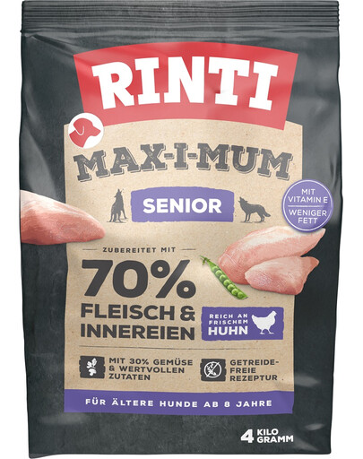 RINTI MAX-I-MUM Senior Chicken z kurczakiem sucha karma  dla starszych psów 4 kg