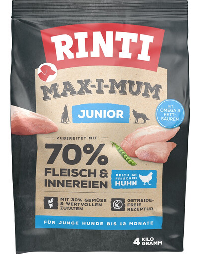 RINTI MAX-I-MUM Junior Chicken sucha karma z kurczakiem dla szczeniąt 4 kg