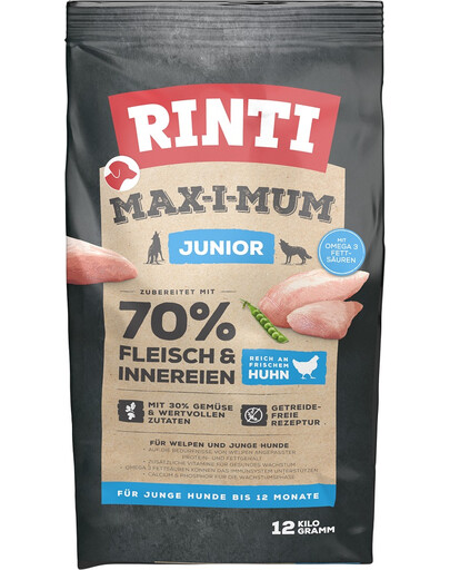 RINTI MAX-I-MUM Junior Chicken z kurczakiem dla szczeniąt 12 kg