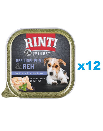 RINTI Feinest Poultry Pure&Deer tacka drób i jeleń 12x150 g