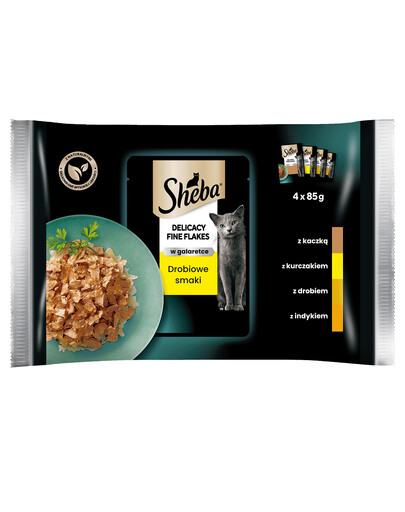 SHEBA Delicacy in Jelly Smaki Drobiowe, 52 x 85g - mokra karma dla kota w formie saszetki w galaretce 52 x 85g